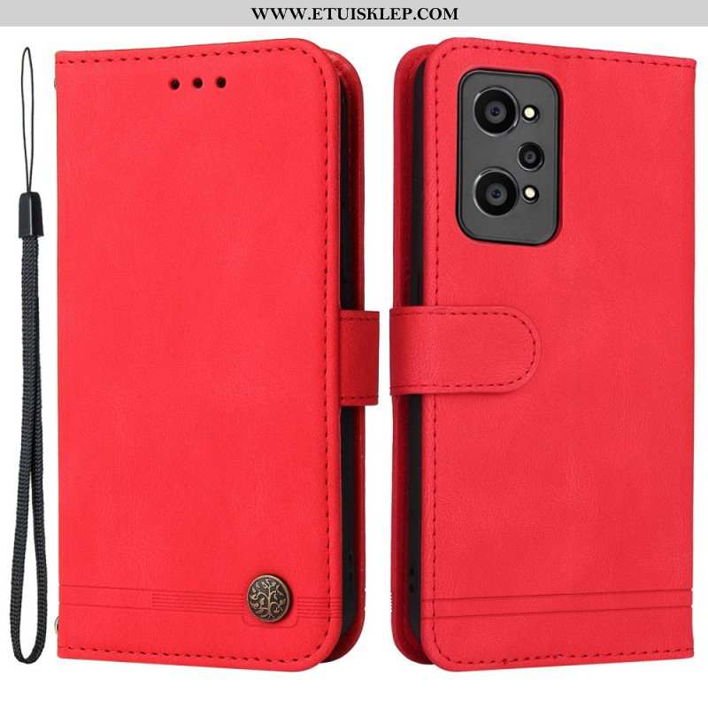 Etui Folio do Realme GT Neo 3T / Neo 2 Nit I Pasek Ze Sztucznej Skóry